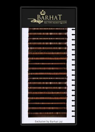 Ресницы для наращивания коричневые единичные размеры  barhat lashes  dark brown (18 линий) в 0.07 123 фото