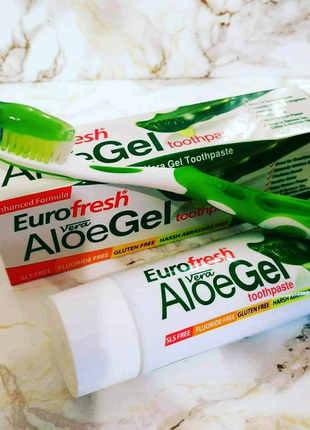 Зубна паста eurofresh aloegel toothpaste,🌿
