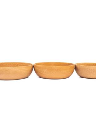 Набір трьох дерев'яних глибоких тарілок (три штуки)