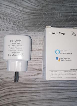 Умная zigbee 3.0 розетка elivco 20а со счетчиком электроэнергии tuya, smart life, 4400вт с энергометром