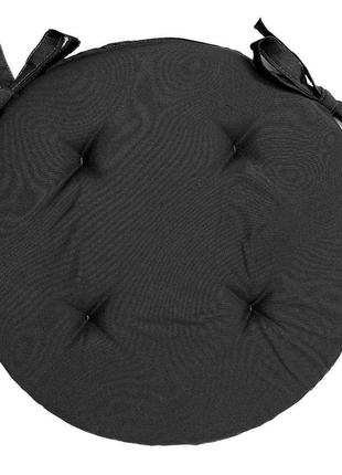 Подушка для стільця, крісла, табуретки на двох зав'язках ø 30х2  чорна
