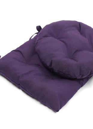 Подушка круглая фиолетовая на стулья, кресла, табуретки 45х8 с двумя завязками3 фото