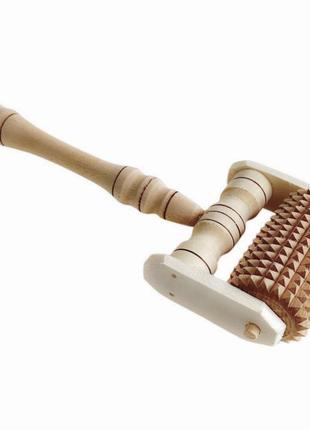 Масажер роликовий зубчастий дерев'яний для тіла