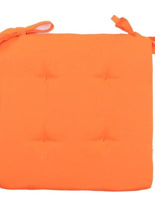 Подушка для стула, кресла, табуретки 30х30х2 оранжевая на двух завязках