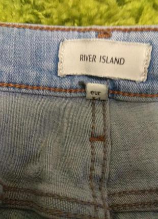 Классные стрейчевые светло-голубые джинсы с завышенной талией river island р. 42-44 .4 фото