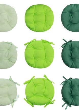 Подушка тёмно зелёная круглая для стула, кресла, табуретки 50х8 на двух завязках6 фото