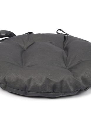 Подушка темно-сіра для стільця, крісла, табуретки 45х8 із двома зав'язками2 фото