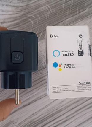 Розумна смарт wifi розетка 20а з лічильником електроенергії, чорна / розетка smart plug з енергометром