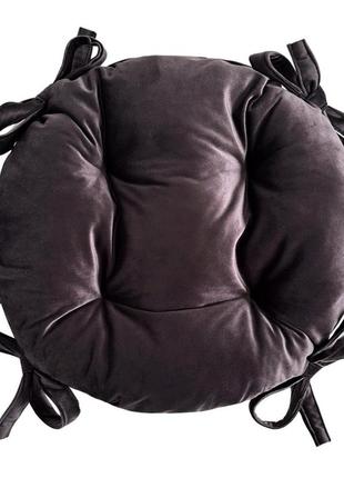 Подушка для стільця, крісла, табуретки 45х8 темно коричнева велюрова на зав'язках