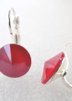 Сережки з кристалами-ріволі swarovski crystal royal red.