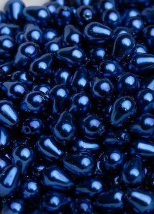 Перли скляні чеські фігурні preciosa 8х6мм сині 70438 59205 . 20шт