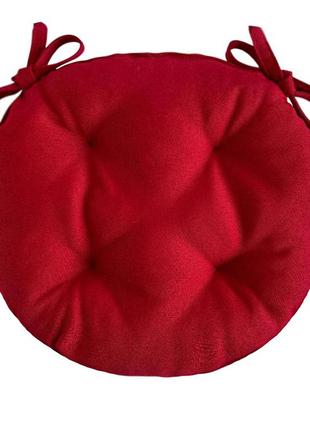 Подушка на стілець, табуретку, крісло 35х8 червона з двома зав'язками