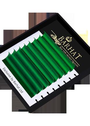 Вії для нарощування barhat lashes кольорові color lash "зелений" мікс довжин в 0.10 9-12 (8 ліній)2 фото