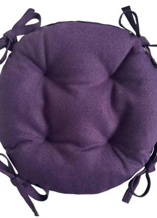 Подушка на стул, кресло, табурет 40х8 фиолетовая с завязками