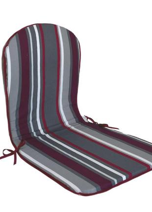 Матрац подушка на садове крісло, стілець сірий у червону смужку