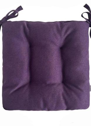 Подушка на стул, табуретку, кресло 35х35х8 фиолетовая с двумя завязками