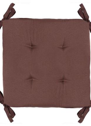 Подушка для стільця, крісла, табуретки коричнева з зав'язками 35х35х2
