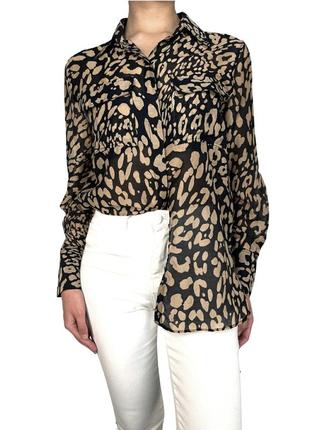 Massimo dutti leopard print батистовая рубашка /7569/