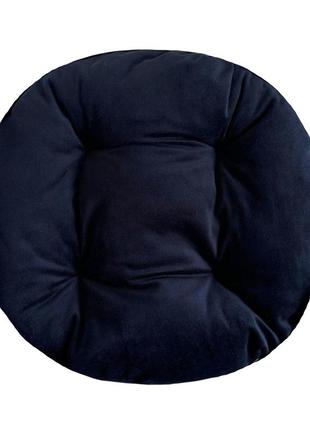 Подушка на стілець, крісло, табурет темно синя 30х8  велюрова