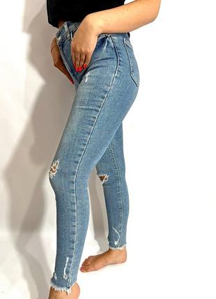 Джинсы на высокой талии /размер xs/ зауженные женские джинсы / женские облегающие джинсы / женские джинсы / светлые женские джинсы / женские джинсы _12 фото