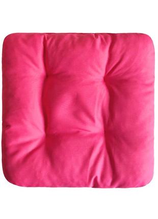 Подушка стьобана на стілець, крісло табурет  40x40x8 рожева