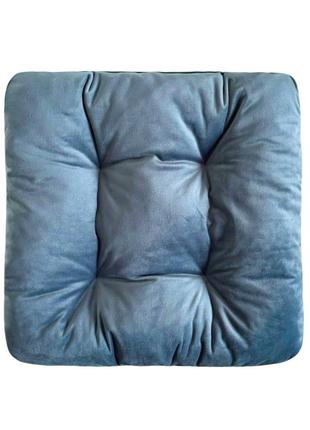 Подушка на стілець,  крісло, табуретку 40х40х8 велюрова блакитна