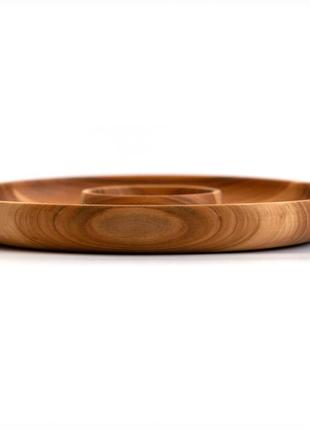 Тарелка менажница круглая деревянная для подачи блюд 30 см дуб3 фото
