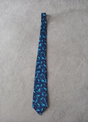 Брендовый галстук галстук с принтом "дельфины" elico santini.1 фото