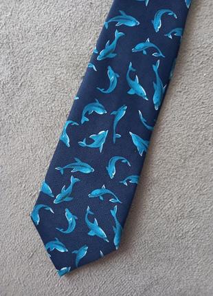 Брендова краватка галстук з принтом "дельфіни"  elico santini.4 фото