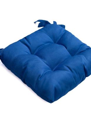 Подушка ярко-синяя для стула кресла табуретки 45х45х8 с двумя завязками2 фото