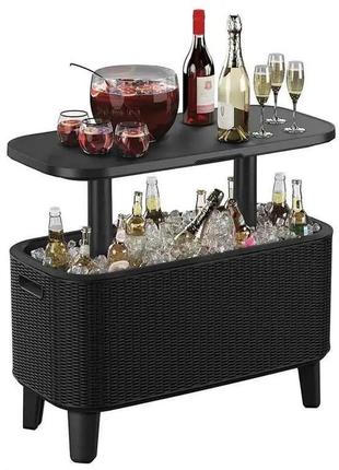 Стіл-бар пластиковий keter bevy bar (large cool bar) холодильник 246857 коричневий2 фото