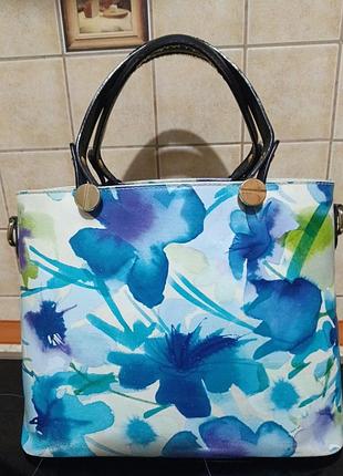 Сумка женская кожаная с цветами