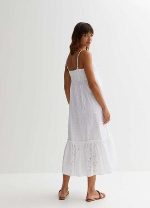 Шикарный белый сарафан платье плаття  new look прошва выбитый вышитый модный стильный2 фото