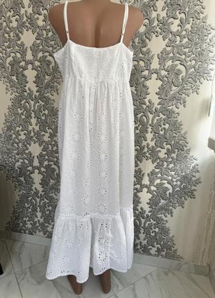Шикарный белый сарафан платье плаття  new look прошва выбитый вышитый модный стильный7 фото