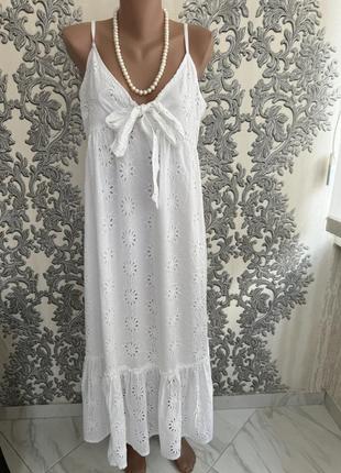 Шикарный белый сарафан платье плаття  new look прошва выбитый вышитый модный стильный8 фото