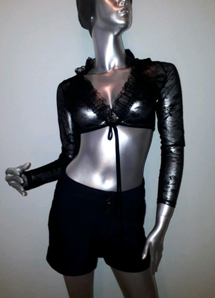 Жакет болеро, тканина гіпюрова, накидка, розмір 38 колір чорний1 фото