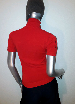 Тепла червона кофтинка гольф з короткими рукавами, жіноча кофта4 фото