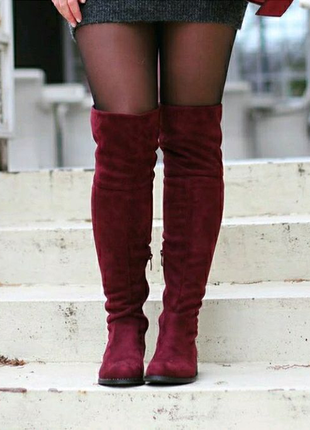 Чобітки чоботи жін демисезон замшеві колір марсала розміри 36,37