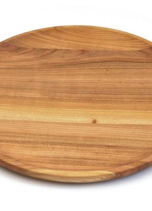 Кругла дерев'яна тарілка 25 см матеріал черешня2 фото