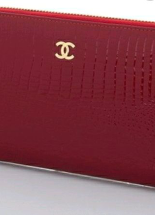 Гаманець жіночий chanel шанель натуральна лакована шкіра, крас18 фото