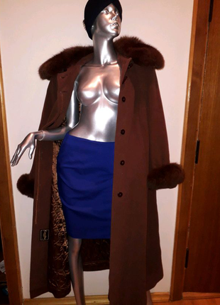 Кашемірове пальто жіноче нове натуральне хутро calvin dior6 фото