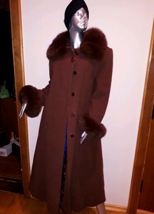 Кашемірове пальто жіноче нове натуральне хутро calvin dior15 фото
