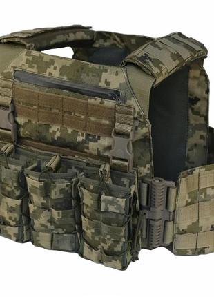 Плитоноска molle mm-14 з підсумками для магазинів піксель