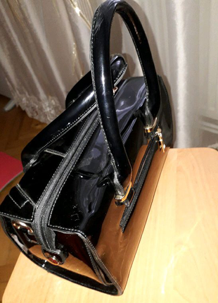 Сумка жіноча чорна лакована сумочка forstmann сумочка женск16 фото