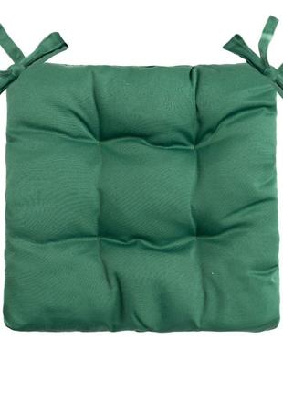 Подушка для стільця, крісла, табуретки 30х30х8 темно зелена зав'язки з двох сторін
