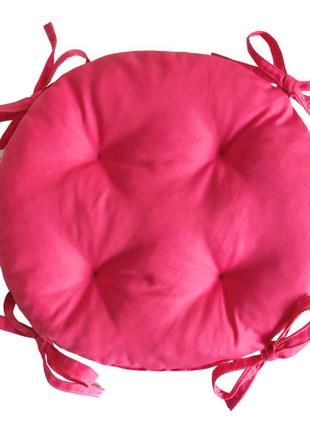 Подушки круглі на стільці, крісла табуретки з зав'язками 35х8 рожевого кольору