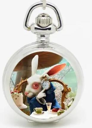 Часы кулон алиса в стране чудес кролик1 фото