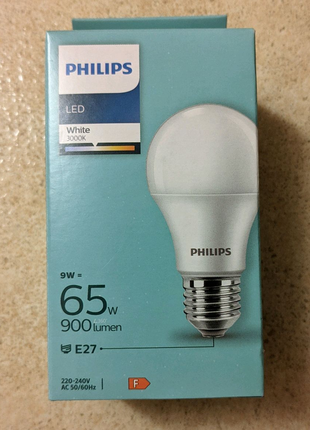 Нова світлодіодна (led) лампочка philips led 9w 900lm 3000k e27.