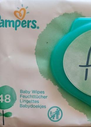 Дитячі гіпоалергенні вологі серветки pampers aqua pure, 48 шт.7 фото