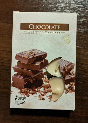 Ароматические свечи bispol шоколад, 6 штук в упаковке.1 фото